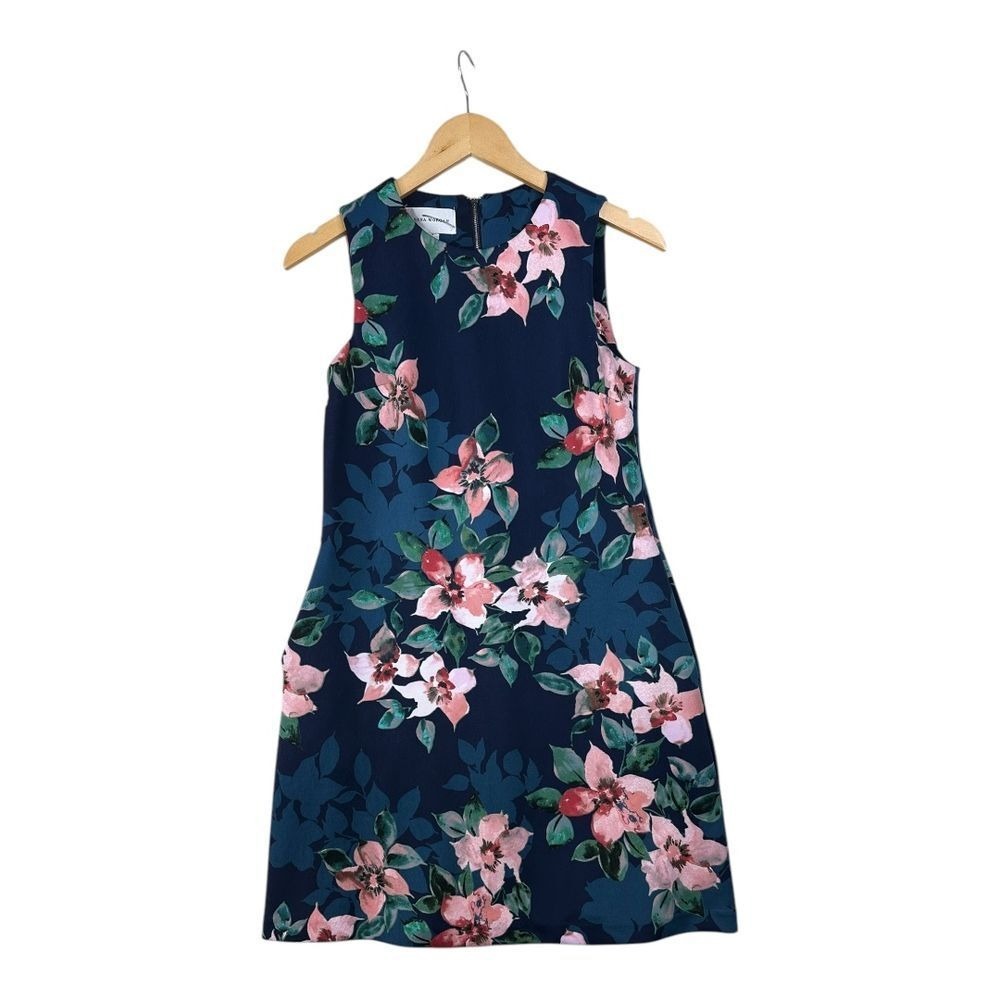 Donna Morgan Floral Print Sleeveless Dress size 2 Blue/Multicolor